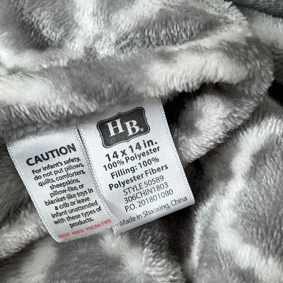 Gray Elephant Plush Baby Security Blanket 14"x14" Soft & Cozy Hudson Baby - Picture 2 of 3